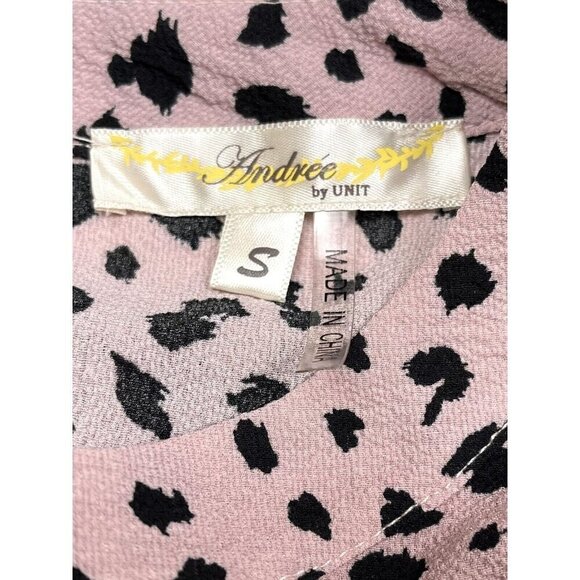 ANDREE by UNIT Womens SMALL Blush Animal Print Crepe Cap Sleeve SHELL Top EUC - Picture 5 of 7